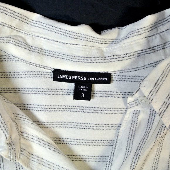 James Perse Striped Relaxed Blouse, Cropped, Boxy - Picture 11 of 13